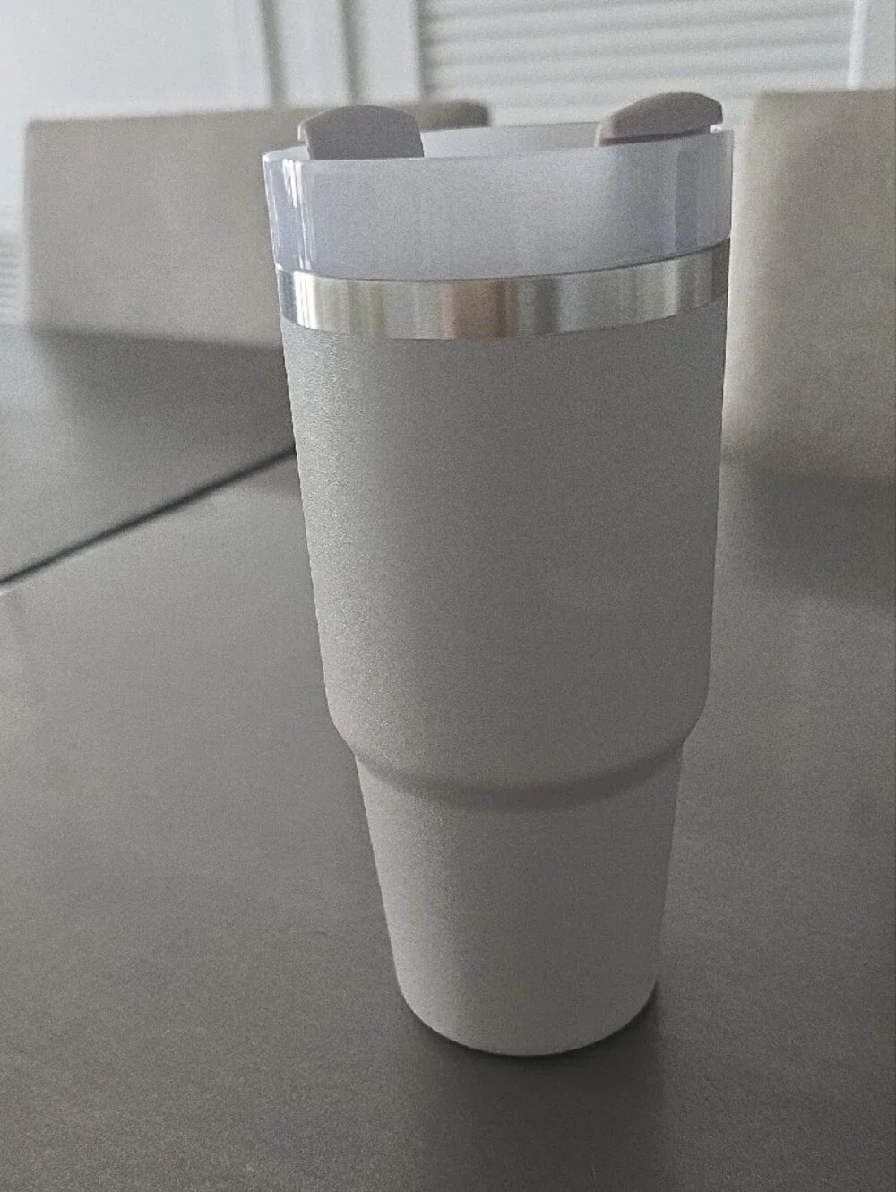 14oz Stanley Light Gray Insulated Travel Mug with White Lid